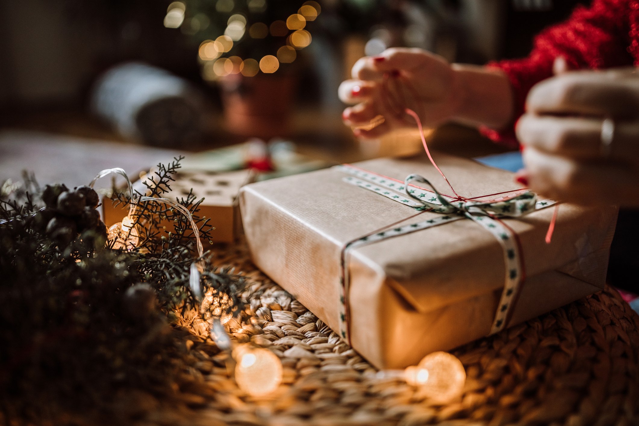 Wrapping Christmas Parcel