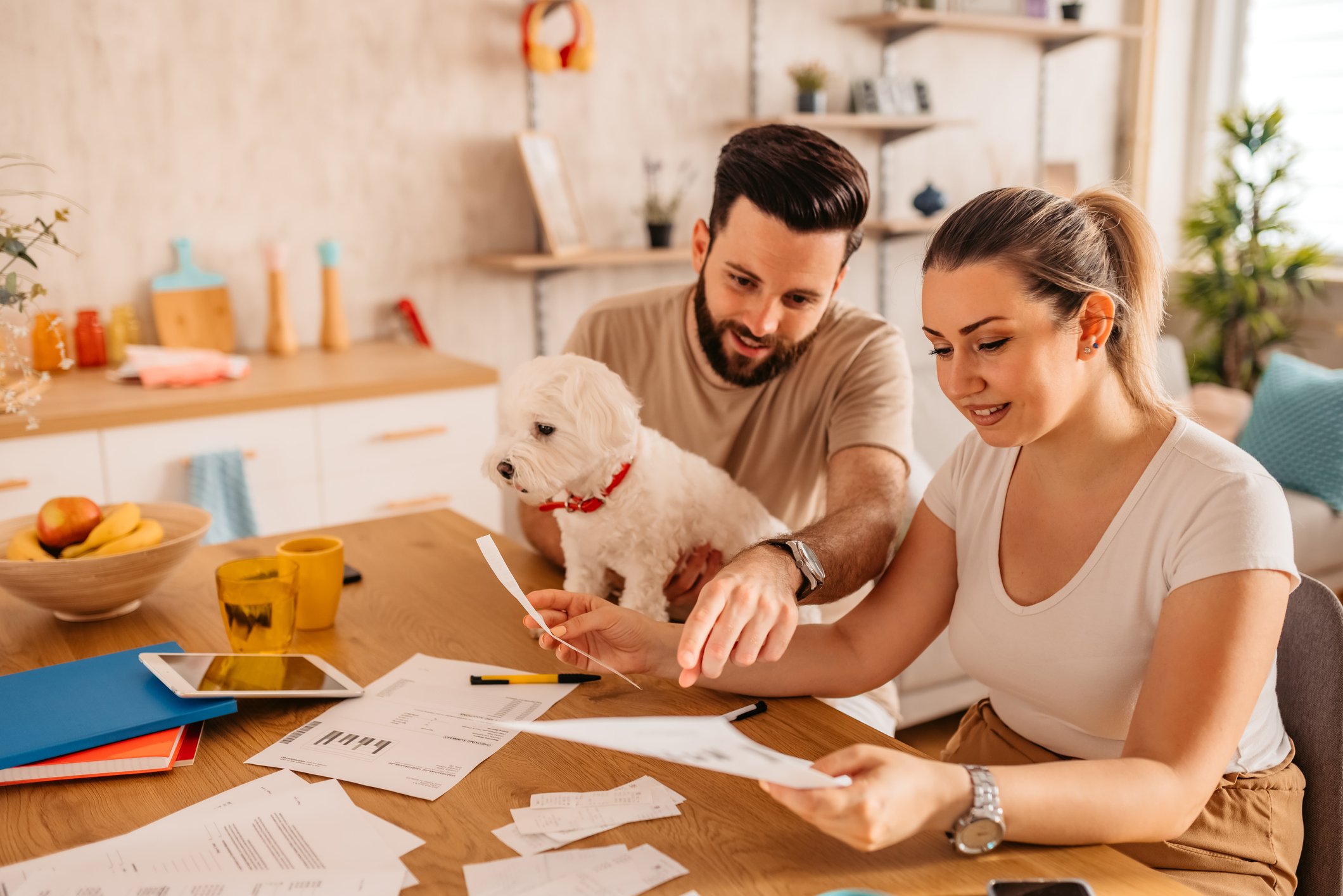 Couple working out finances