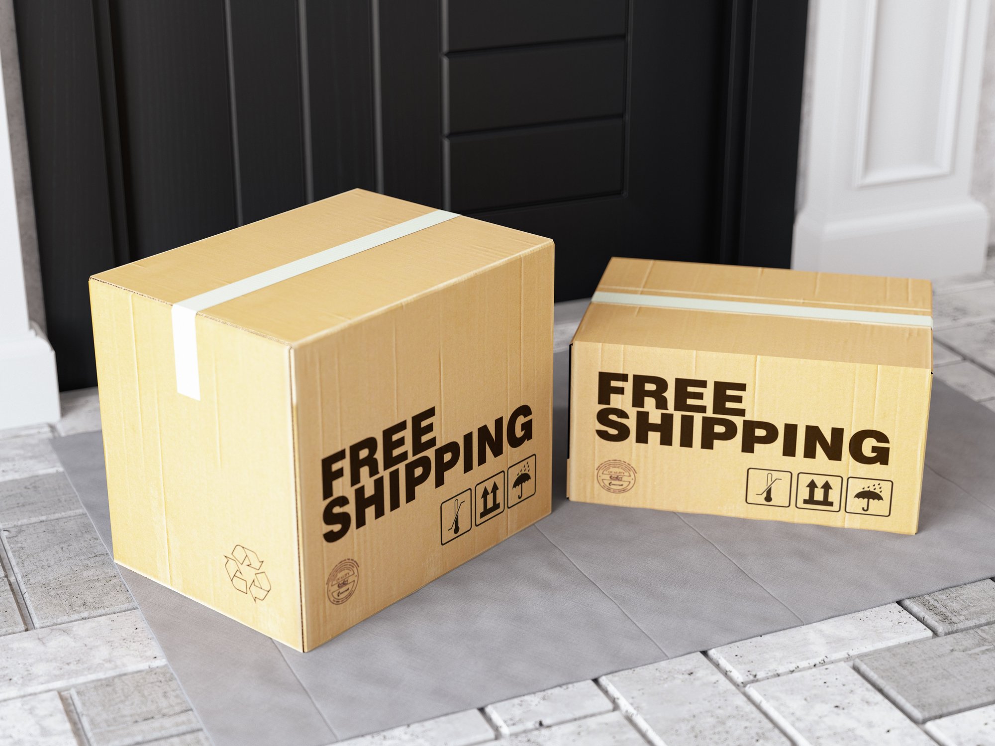 free shipping printed on a parcel