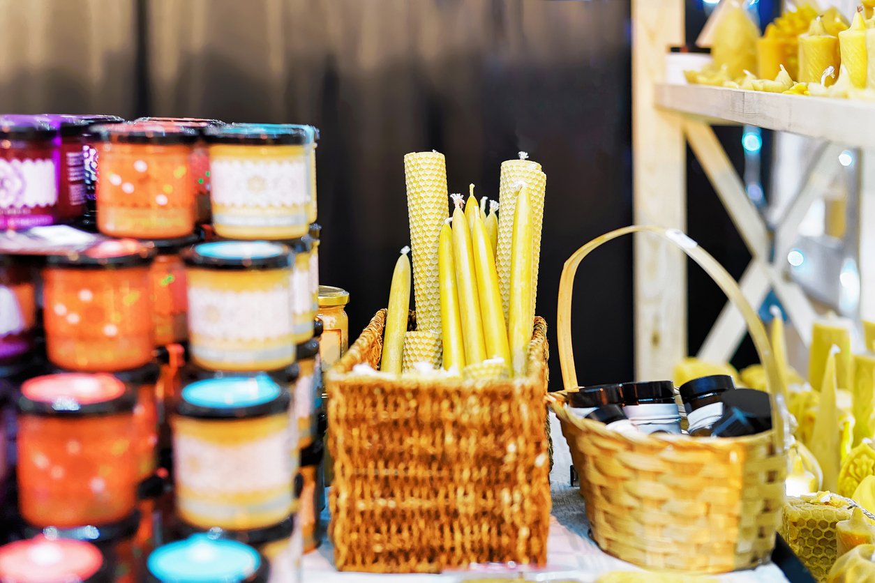 Handmade goods on stall