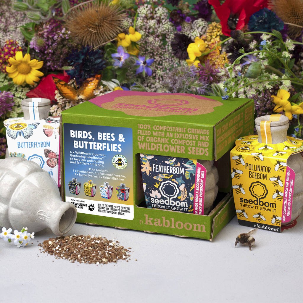 birds, bees and butterflies seed gift box