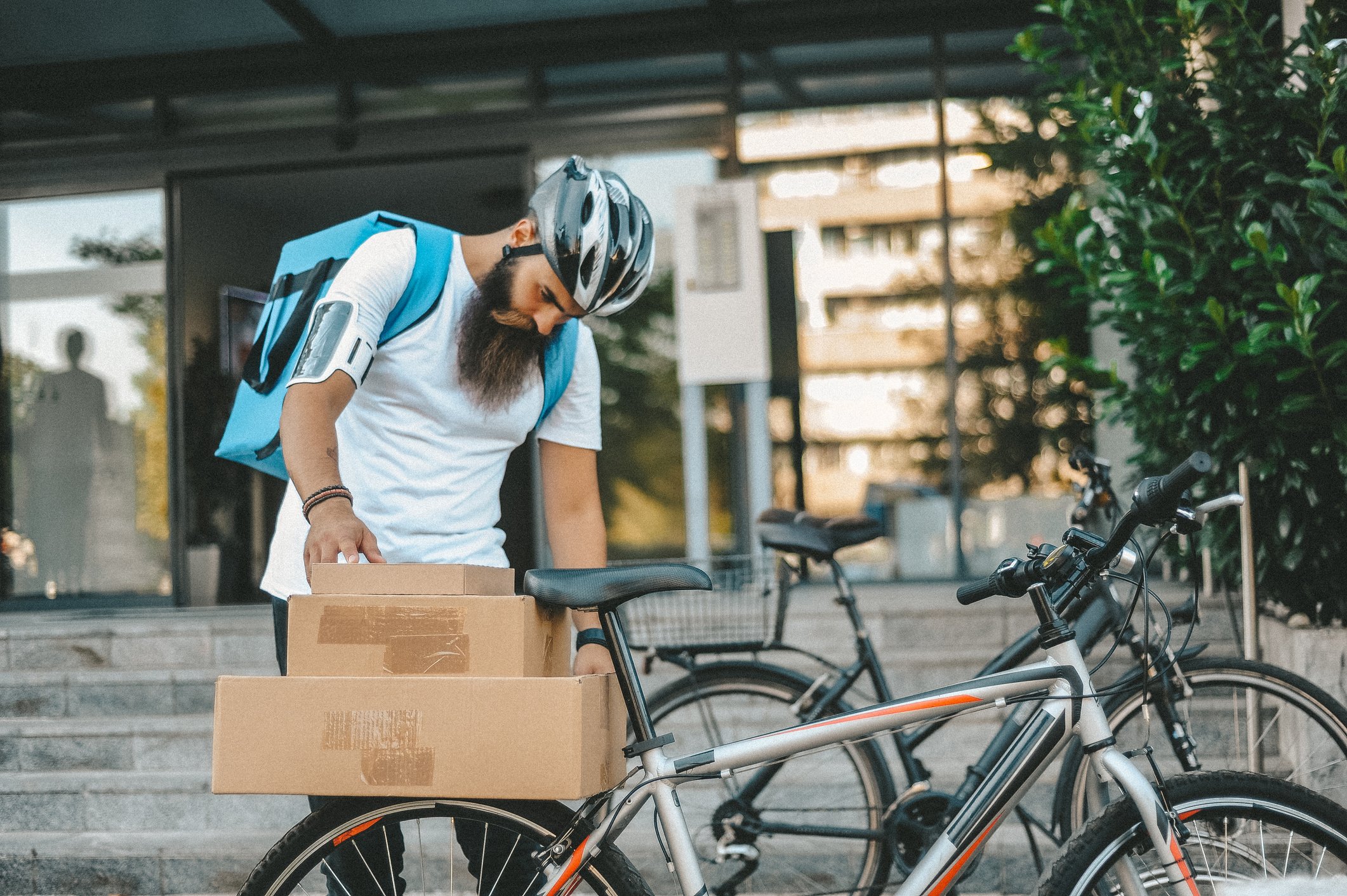 Parcels on front of bike