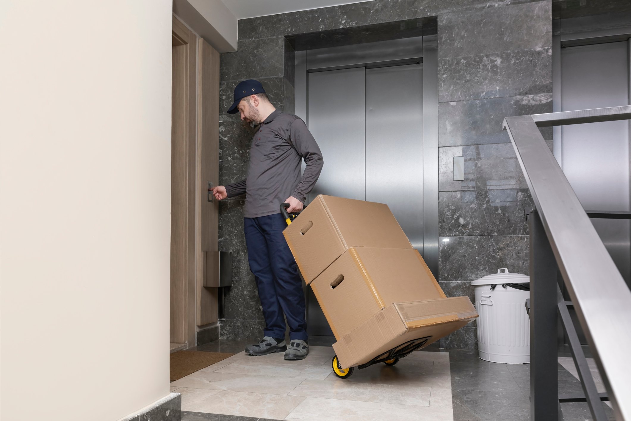 person delivering large parcel