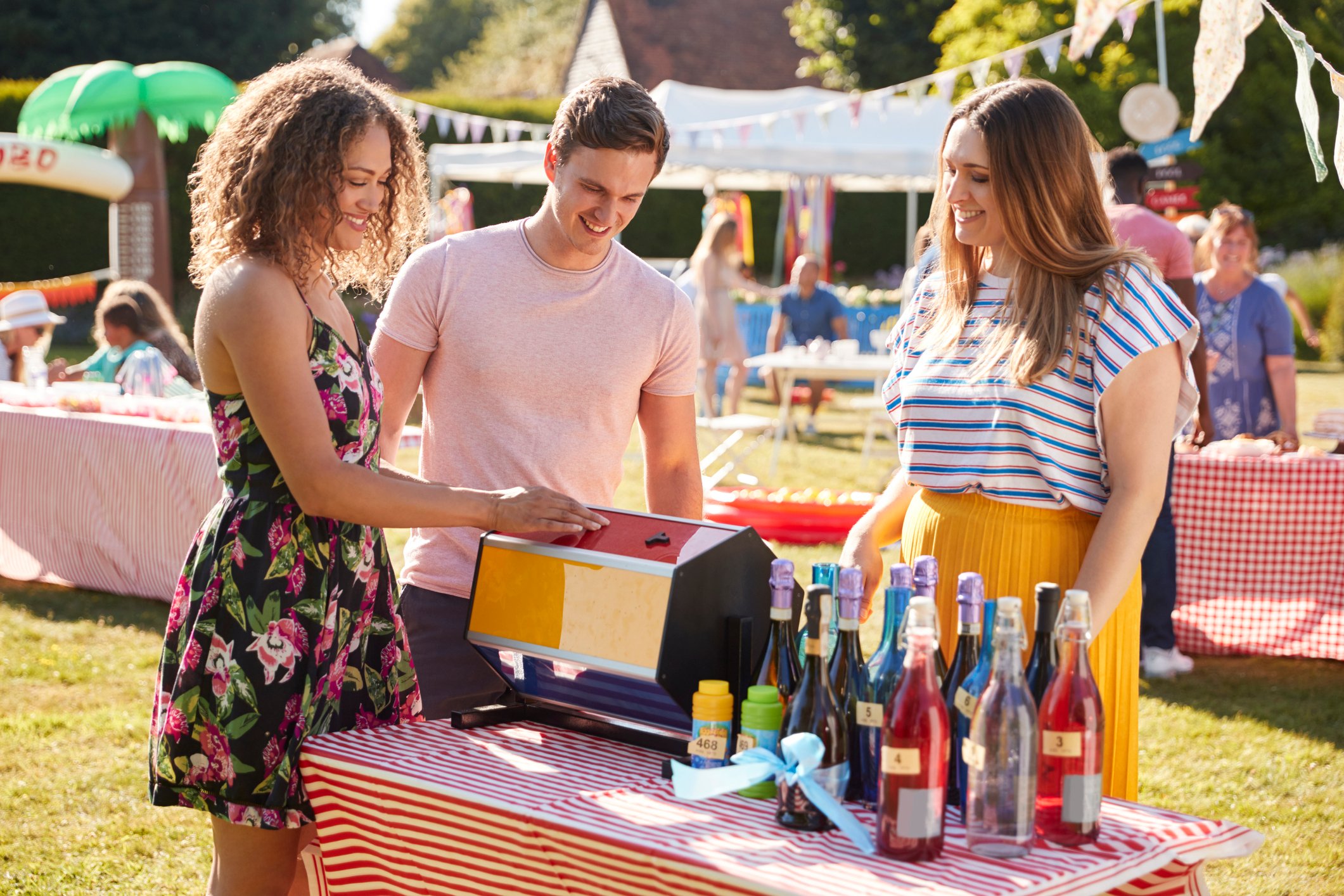 Woman running tombola