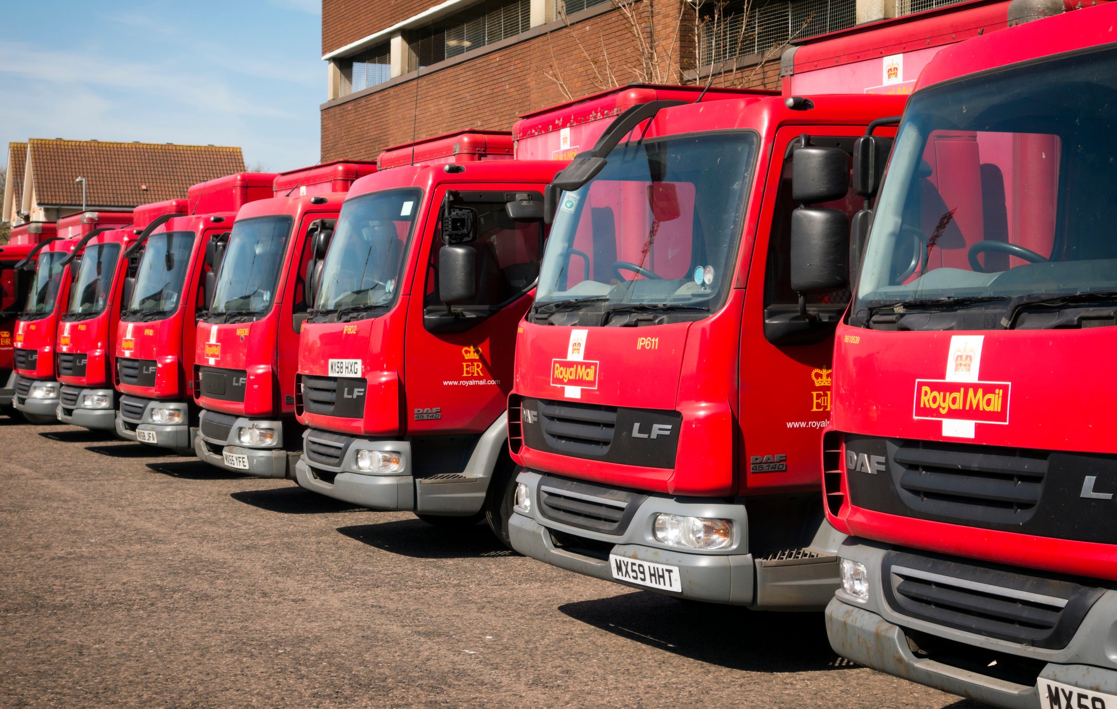 Royal Mail lorries parked