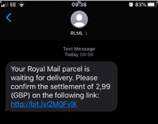 Royal Mail scam text screenshot