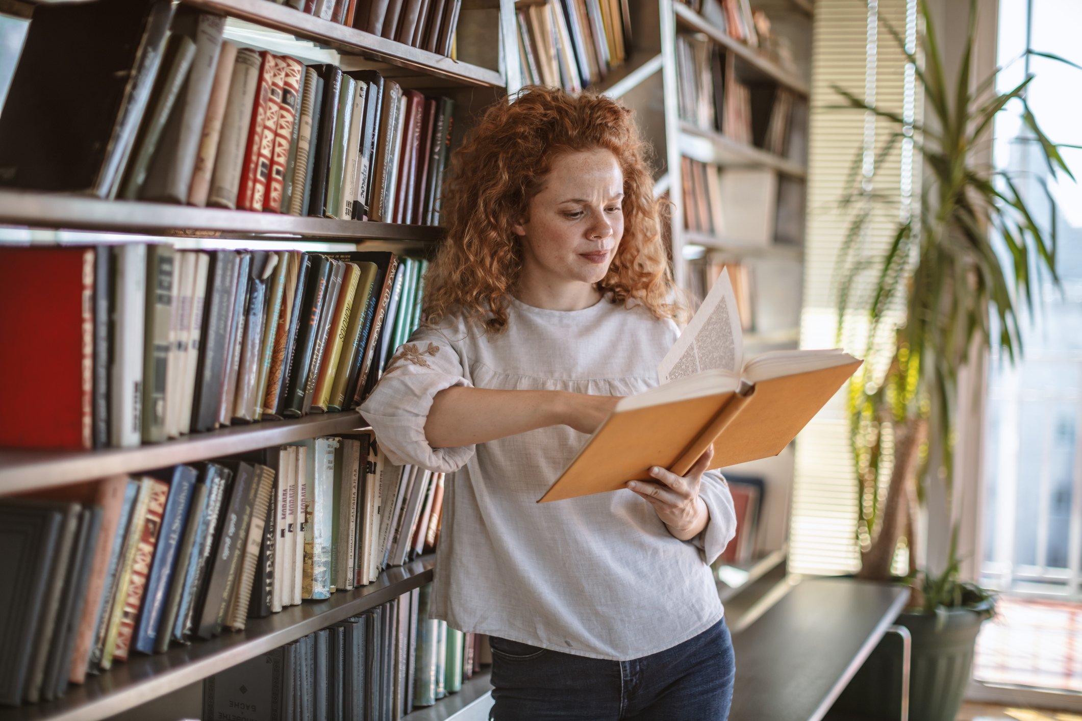 Woman reading books