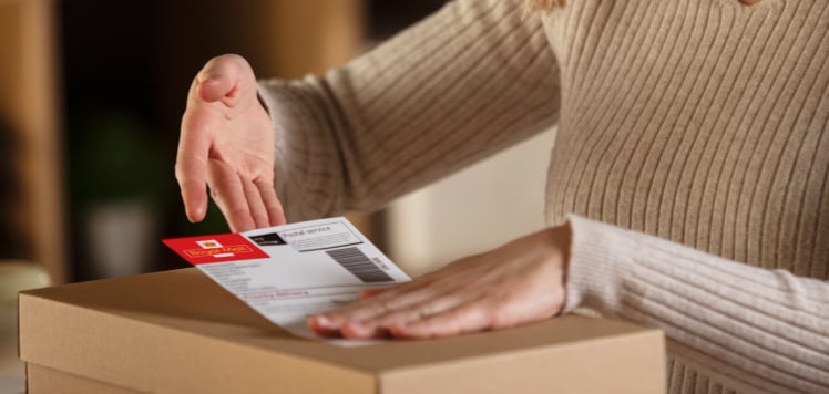 Applying a Royal Mail label to a parcel