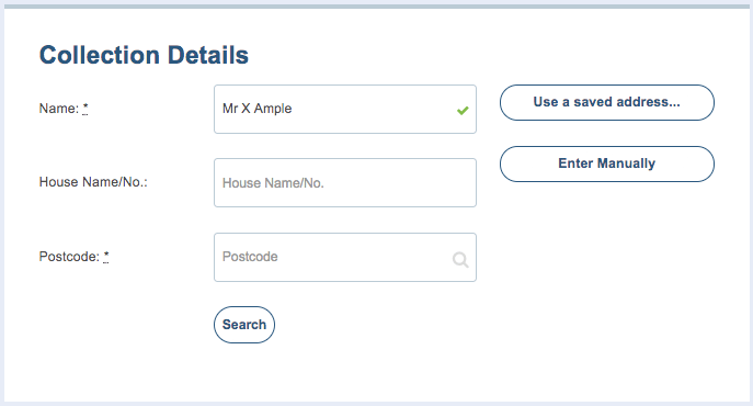 Enter the details of your collection address
